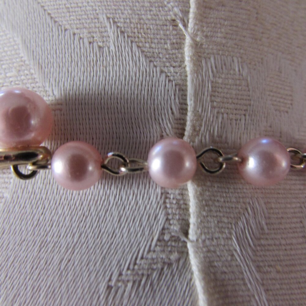 Vintage Double Strand Choker Necklace Pink & Silvery Gray Japan - Picture 6 of 7